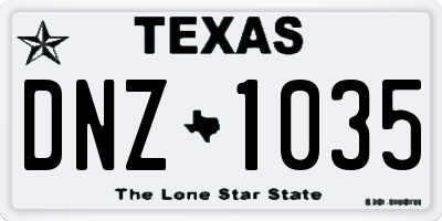 TX license plate DNZ1035