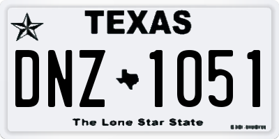 TX license plate DNZ1051