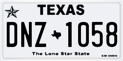 TX license plate DNZ1058
