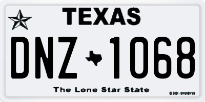 TX license plate DNZ1068