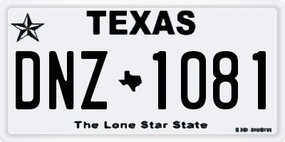 TX license plate DNZ1081