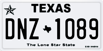TX license plate DNZ1089