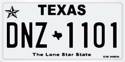 TX license plate DNZ1101