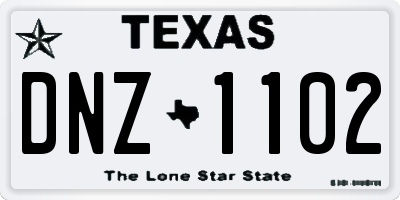 TX license plate DNZ1102