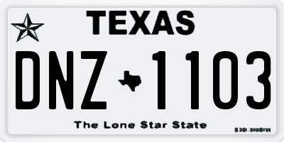 TX license plate DNZ1103