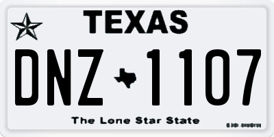 TX license plate DNZ1107