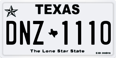 TX license plate DNZ1110
