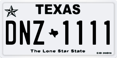 TX license plate DNZ1111