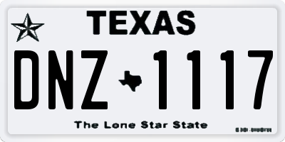 TX license plate DNZ1117