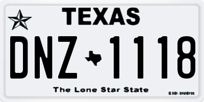 TX license plate DNZ1118