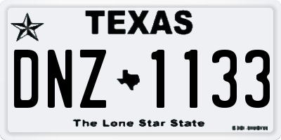 TX license plate DNZ1133