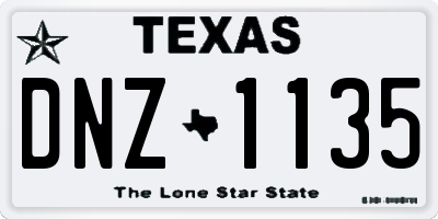 TX license plate DNZ1135