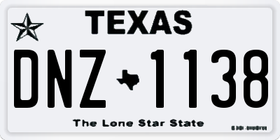 TX license plate DNZ1138