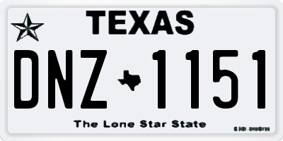 TX license plate DNZ1151