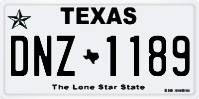 TX license plate DNZ1189