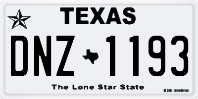 TX license plate DNZ1193