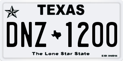 TX license plate DNZ1200