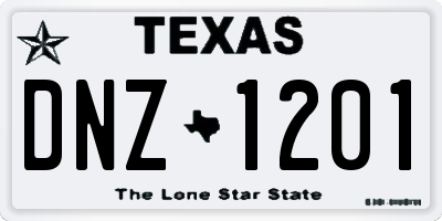 TX license plate DNZ1201
