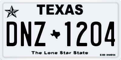TX license plate DNZ1204