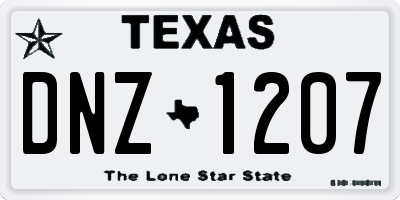 TX license plate DNZ1207