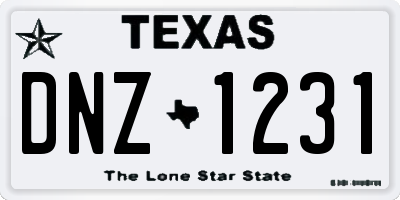 TX license plate DNZ1231