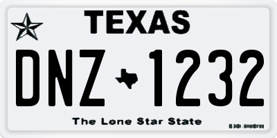 TX license plate DNZ1232