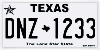 TX license plate DNZ1233