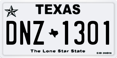 TX license plate DNZ1301