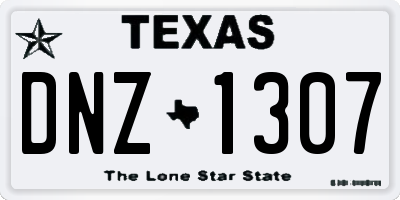 TX license plate DNZ1307