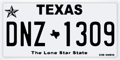 TX license plate DNZ1309