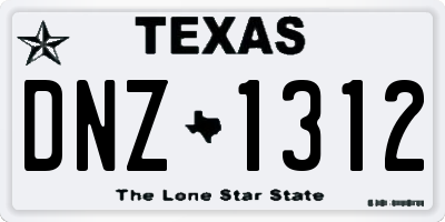 TX license plate DNZ1312