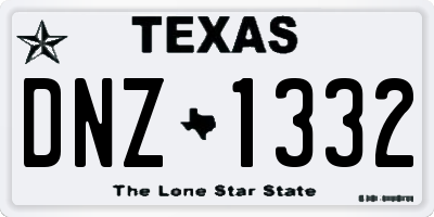 TX license plate DNZ1332