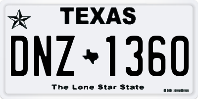 TX license plate DNZ1360