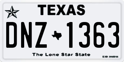 TX license plate DNZ1363