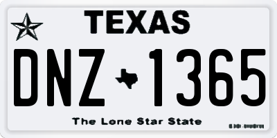 TX license plate DNZ1365