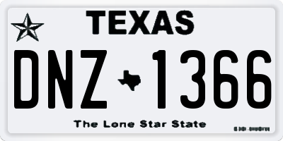 TX license plate DNZ1366