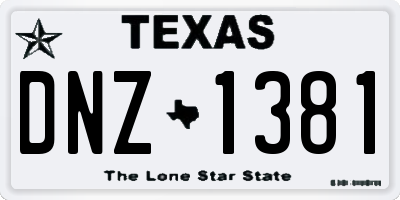 TX license plate DNZ1381