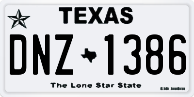 TX license plate DNZ1386