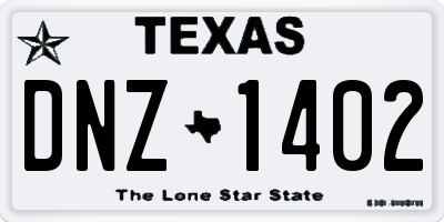 TX license plate DNZ1402