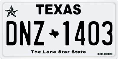 TX license plate DNZ1403