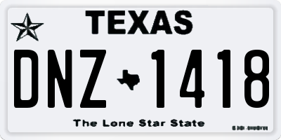 TX license plate DNZ1418