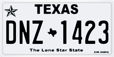 TX license plate DNZ1423