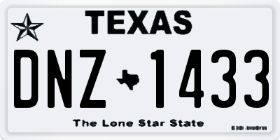TX license plate DNZ1433
