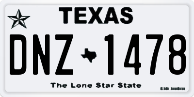 TX license plate DNZ1478