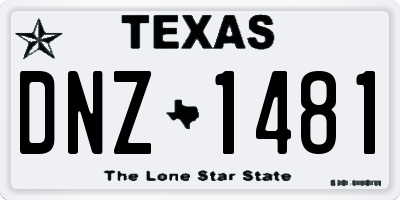 TX license plate DNZ1481