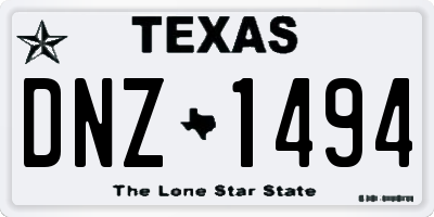 TX license plate DNZ1494