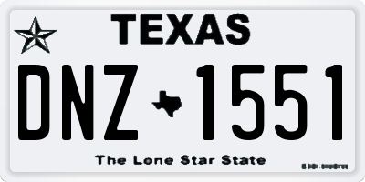 TX license plate DNZ1551