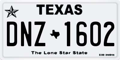 TX license plate DNZ1602