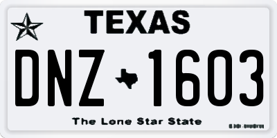 TX license plate DNZ1603