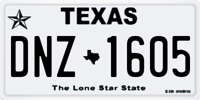 TX license plate DNZ1605